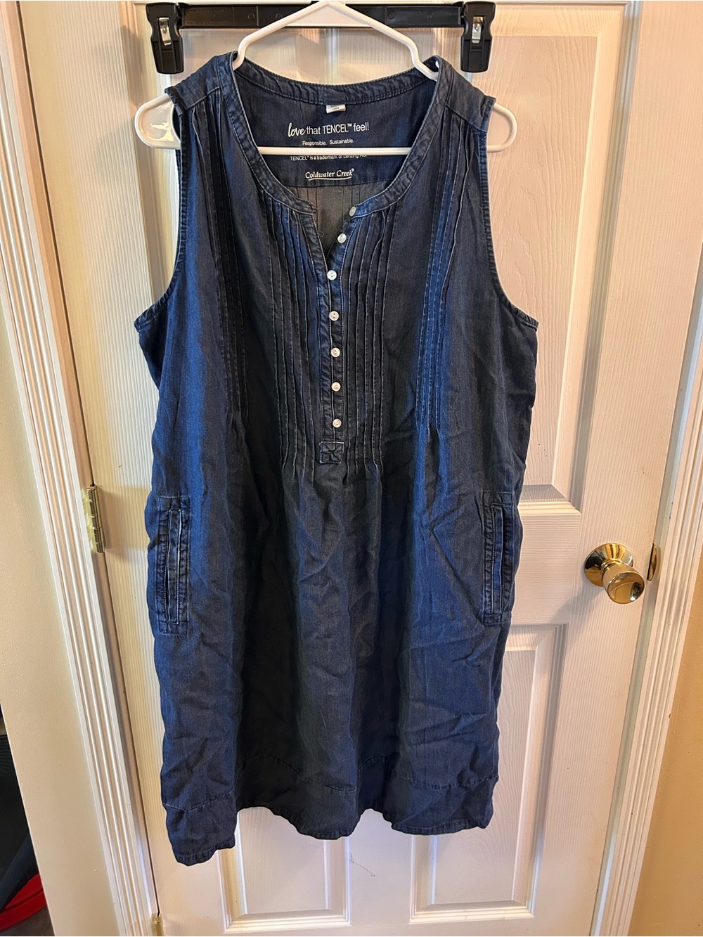 Coldwater Creek Denim-Look Button Front Tunic Dress - Blue